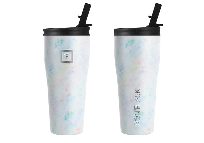 IRON °FLASK Classic Tumbler - Vacuum Insulated Stainless Steel Water Bottle, Double Walled, Drinking Cup, Insulated Travel Mug (Pearl, 32 oz Flip Straw) - Image 1