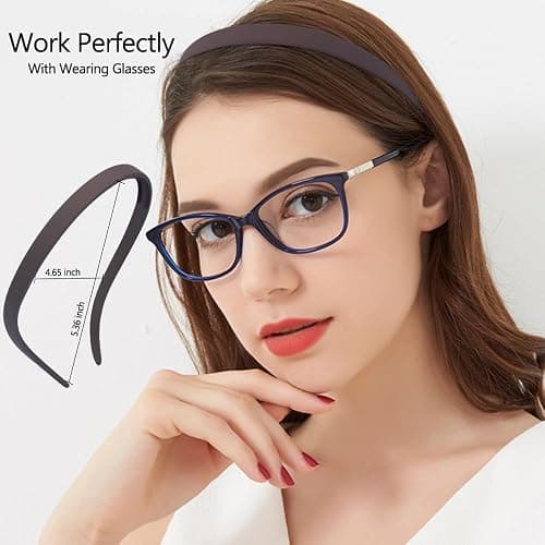 TOBATOBA Headbands for Glasses Wearers No Pressure No Headache Hairbands Square Sunglasses Headband for Women Comfortable Head bands for Girls Non Slip with Teeth 6Pcs thumbnail 2