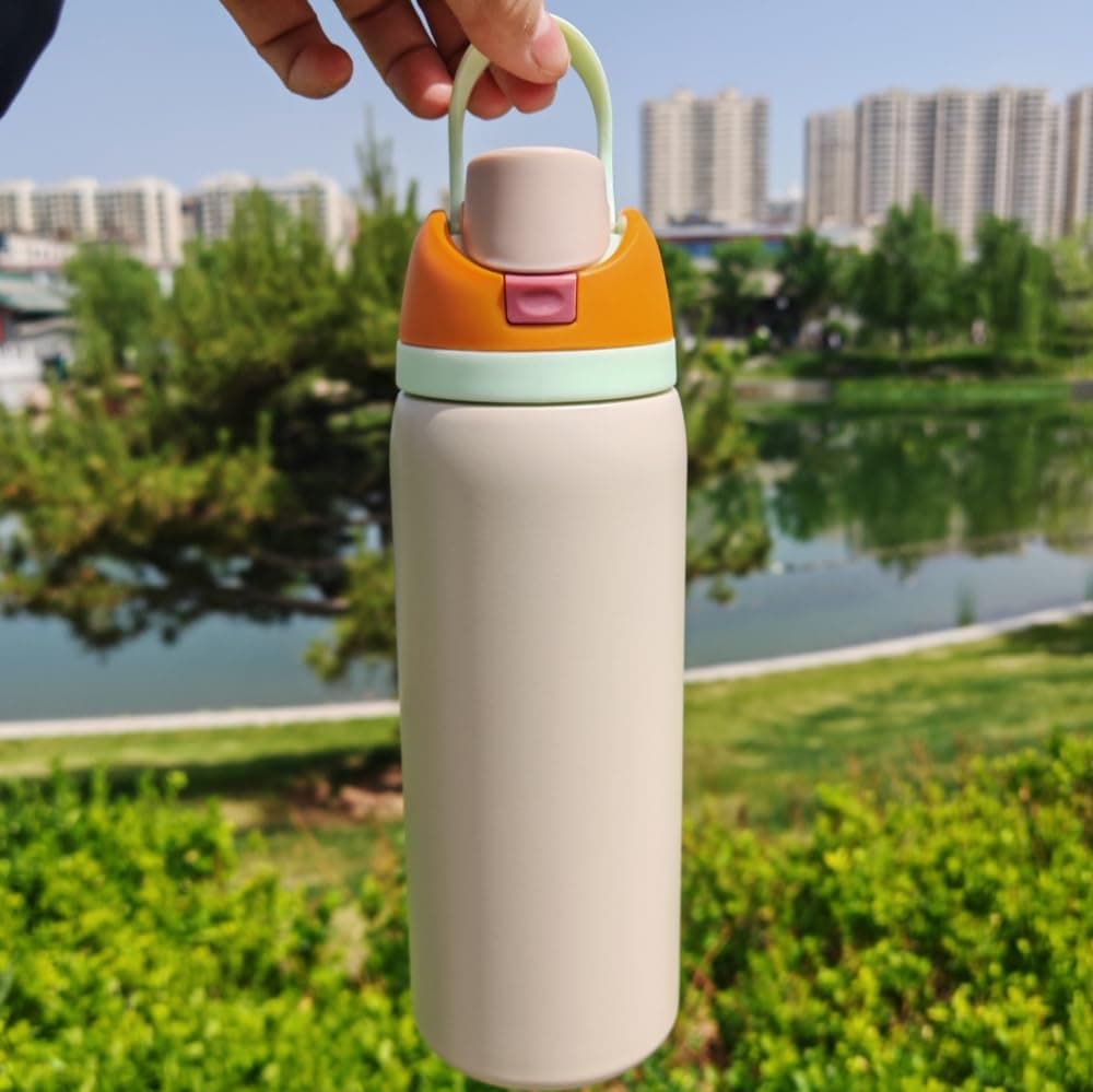 900ml Insulated Stainless Steel Water Bottle with Straw for Outdoor Sports Travel BPA Free Leakproof Car Bottles … (Rose Quartz) thumbnail 4