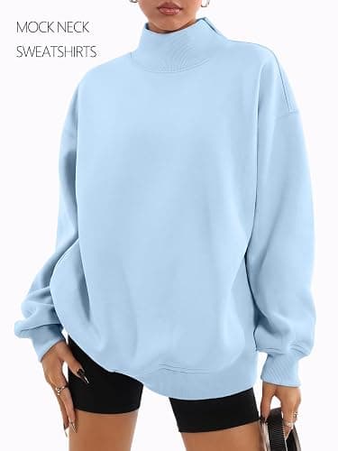 Trendy Queen Womens Mock Neck Sweatshirts Oversized Pullover Fall Outfits | Fall Fashion Clothes 2026,Airport Travel Outfits,Long Sleeve Tops,Trending Soft Fleece,Casual Work Hiking Lounge Clothing thumbnail 3