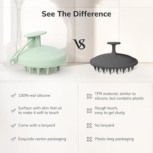 Sndyi Silicone Scalp Massager Shampoo Brush, Scalp Brush for Hair Growth and Head Massage, Scalp Scrubber/Exfoliator for Dandruff Removal, Silicone Hair Scalp Massager, Wet & Dry Use, Fir Green thumbnail 3