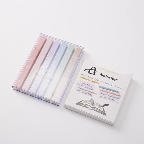 Alohaster HPSIZEE Aesthetic Cute Highlighters Mild Assorted Colors With Soft Chisel Tip, No Bleed Dry Fast Easy to Hold, for Journal Bible Planner Notes School Office Supplies, 6 Pack - Happiness thumbnail 4
