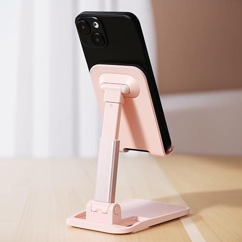 Folding Cell Phone Stand,Adjustable Angle Height Phone Stand/Portable Phone Holder Suitable for All Smartphones（White） - white thumbnail 4