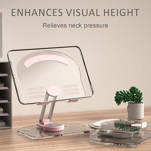 XIYIASUN 360 Degree Rotating Mobile Tablet Stand, Adjustable Tablet Holder-Adjustable Foldable Desktop Table Holder Base,Multi-Angle, Non-Slip Silicone Base,Portable iPad Stand for Desk thumbnail 6