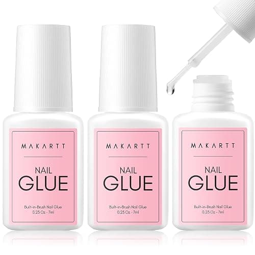 Makartt Brush-On Nail Glue for Press On Nails and Tips:Air Dry, 7ML,3 Packs | No UV lamp needed, 5-10s quick dry, built-in brush, HEMA-free & TPO-free for sensitive skin, Both for Clear & Opaque Nails - Image 1