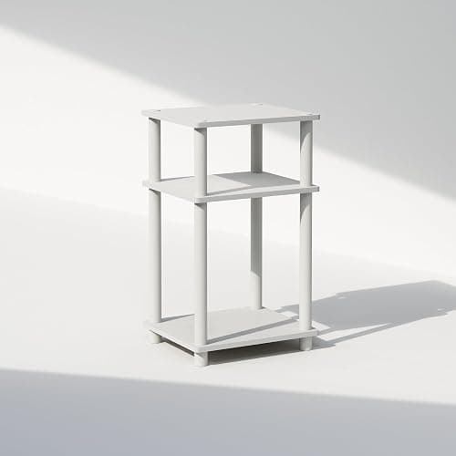 Furinno Just Turn-N-Tube Open Storage Nightstand, 1 Pack, 3-Tier, White/White thumbnail 3