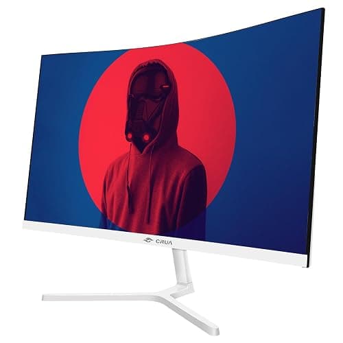 CRUA 24 Inch Curved Gaming Monitor 200Hz, FHD 1080P 120% sRGB White Computer Monitor, Support AMD freesync, Low Motion Blur, Eye Care,Wall Mountable/Tilt Adjustable(DisplayPort1.4 & HDMI2.0) - 24 Inch - White FHD 200HZ thumbnail 2
