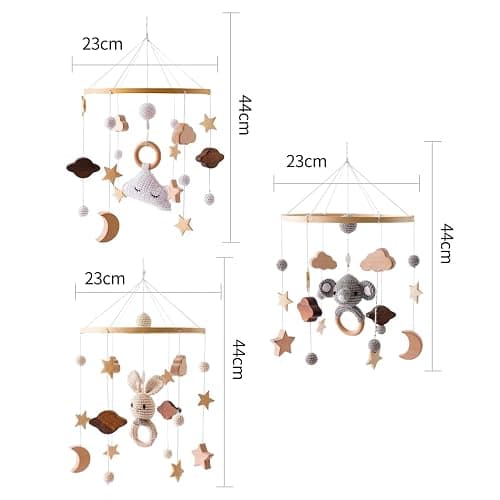 SWECOMZE Baby Mobile, Crib Mobile for Boys & Girls, 3D Clouds Rabbit Animals, Wind Chimes, Kids Room, Baby Girl Nursery Decor (B) thumbnail 3
