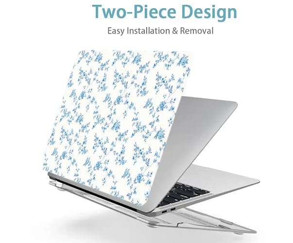 LanBaiLan Laptop Plastic Hard Shell Protective Case, Compatible for New MacBook Air 13 inch 2020 2019 2018 Release A2337 M1 A2179 A1932 Retina Display with Touch ID & Keyboard Cover, Engraved Floral - Engraved Floral thumbnail 4
