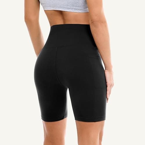 Leafigure 2 Pack Womens Biker Shorts with Pockets, High Waisted Yoga Shorts for Women Running Gym and Workout thumbnail 4