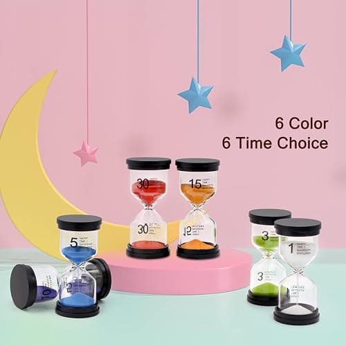 Sand Timer, Sand Timers Colorful 1/3/5/10/15/30 Minutes Sandglass Timer with Protective Cover for Classroom Home Office Cooking (Pack of 6) Multicolor thumbnail 4