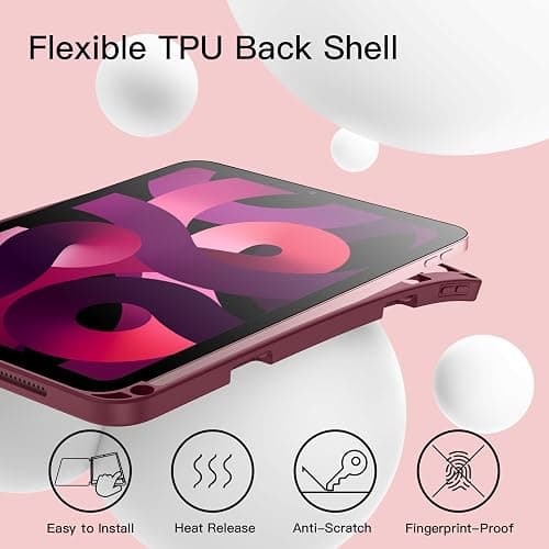 JETech Case for iPad Air 11-Inch M3/M2 (2025/2024), iPad Air 5/4 (2022/2020 5th/4th Generation 10.9-Inch) with Pencil Holder, Slim Tablet Cover with Soft TPU Back, Auto Wake/Sleep (Wine) thumbnail 3