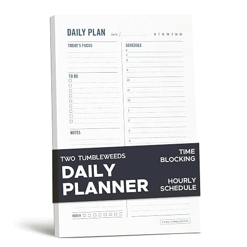 Daily Planner Notepad with Hourly Schedule - ADHD Planner, Time Block Planning Pad, Desktop To Do List, College Supplies - 6 x 9” - 50 Undated Sheets - Image 1