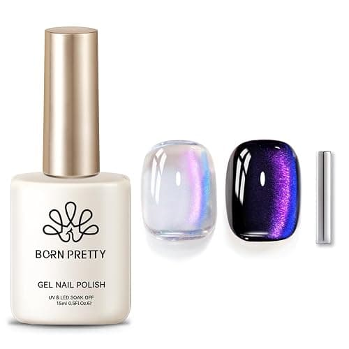 BORN PRETTY Heaven Purple Cat Magnetic Eye Gel Polish Chameleon Gel Polish | Holorgraphic Cat Magnetic Eye Gel Polish Glitter Gel Polish Soak Off Nail Art Salon Home Gift for Women Girl - Image 1