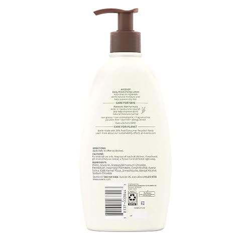 Aveeno Daily Moisturizing Body Lotion for Dry Skin with Prebiotic Oat, Fragrance & Paraben Free, Non-Greasy, Non-Comedogenic, for Sensitive Skin & 48-Hour Moisturizer 18 Fl Oz thumbnail 9