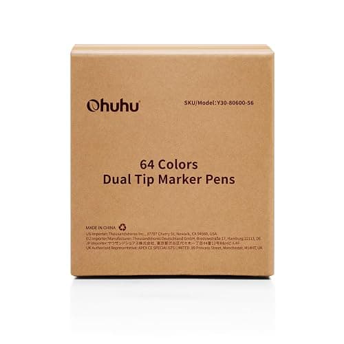 Ohuhu Marker Pens Water-Based, 64 Colours Dual Tip Art Markers Brush Pens for Adults Colouring Pens for Anime Manga Design, Calligraphy, Drawing, and Illustration, Odourless and Washable - 64 thumbnail 10