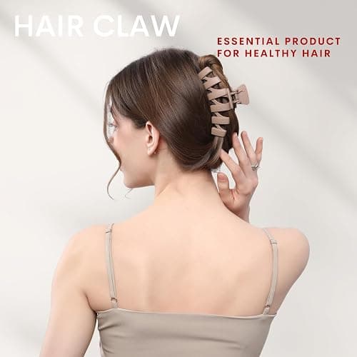 8 Pack Large Claw Clips for Women Thick Hair, Strong Hold Matte Non-Slip Hair Clips, Multi-Style Jaw Clips for Long, Curly & Straight Hair, Neutral & Black Hair Accessories thumbnail 3