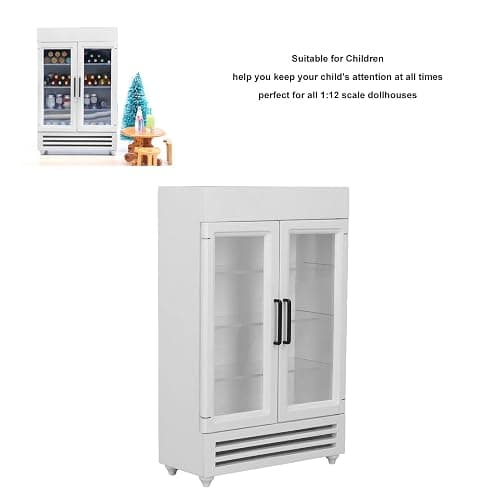 Wood Miniature Refrigerator, Portable Miniature Wood Fridge for 1:12 Dollhouse (White) thumbnail 4