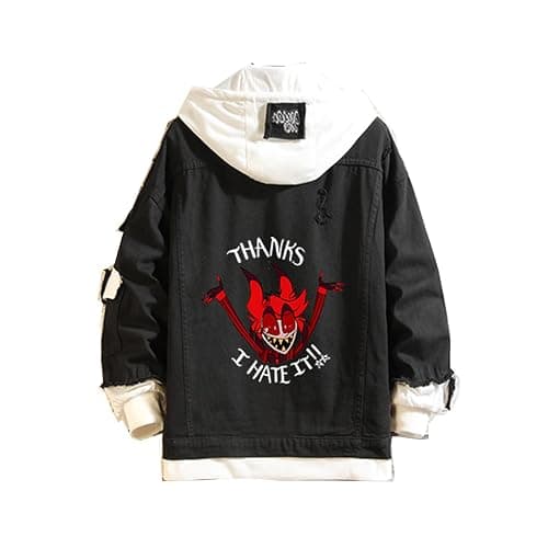 Yazkimo Unisex Alastor Costume Valentino Cosplay Lucifer Coat Black Denim Jacket Hazbin Cosplay for Halloween - Image 1