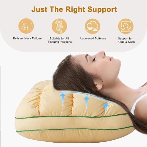 YOUR MOON Fluffy Support Bed Pillow Queen Size, Luxury Hotel Quality Bed Pillows for Side Sleeper, Super Soft Premium Down Alternative Filling Pillow for Sleeping (Yellow) thumbnail 7
