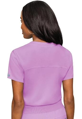 Med Couture Women's V-Neck Scrub Top, Modern Fit Tuck-in Top with Stretchy Rib-Knit Shoulders and Chest Pocket - MC7448 thumbnail 2