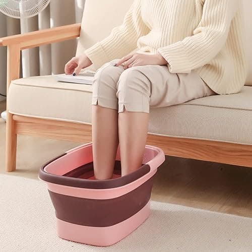 Foot Bath Collapsible Foot Soak Tub,Beinilai Collapsible Foot Bath Basin,Multifunction Plastic Basin with Handles,Foot Tub for Soaking Feet-Pink thumbnail 8