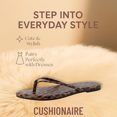 CUSHIONAIRE Cruise Flip Flops for Women Footwear | Vacation Beach Essentials | Casual Summer Sandals for Women with Wide Width thumbnail 5