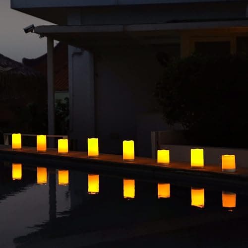 Homemory Solar Powered Candles Outdoor Waterproof, Flickering Glow, Rechargeable Candles, Solar Powered Candles for Outside, Lanterns, Sensor Only, Dusk to Dawn, Set of 3 thumbnail 2