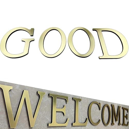 HXymxkeqi Large 3D Raised Letter Wall Stickers, 20cm 7.87inch Acrylic Alphabet Decals, Self-Adhesive Home Decor Letters for Living Room, Bedroom, Office, DIY, Light Gold (T, Light Gold) thumbnail 9