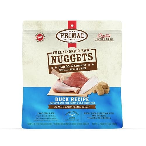 Primal Freeze Dried Raw Dog Food Nuggets, Duck, Complete & Balanced Meal, Also Use as Topper or Treat, Premium, Healthy, Grain Free, High Protein Raw Dog Food, 14 oz - Image 1