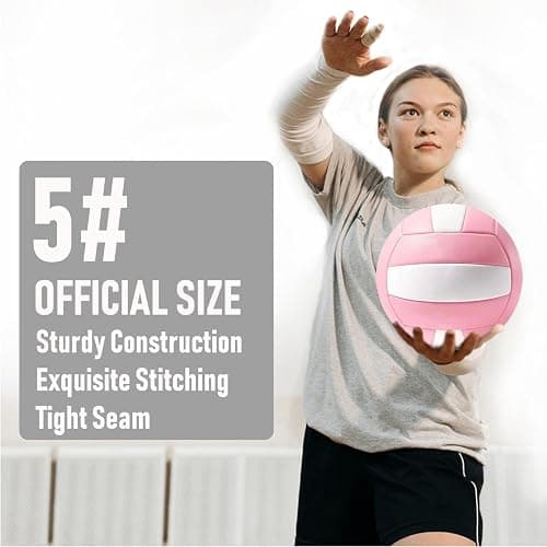 6 Pack Official Size 5 Synthetic Leather Volleyballs, Includes Pump and Net Bag, Volley Ball for Indoor and Outdoor Competition thumbnail 2