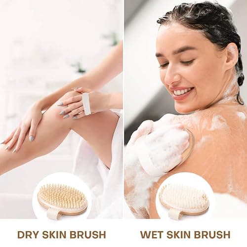 2 Pack Dry Brushing Body Brush, Natural Bristle Exfoliating Brush with Massage Nodes, for Lymphatic Drainage and Improving Skin Health and Reduces Acne thumbnail 6