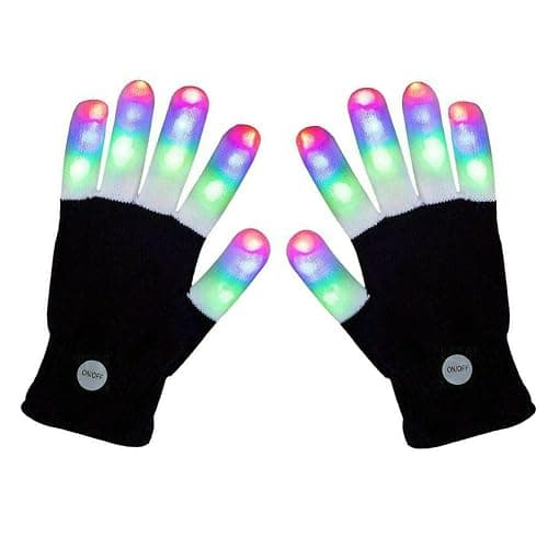 XISFORX 7 colors light show LED Gloves Rave Light Finger Lighting Flashing Glow Mittens - Image 1
