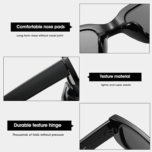 BUTABY Rectangle Sunglasses for Women Retro Driving Glasses 90’s Vintage Fashion Narrow Square Frame UV400 Protection thumbnail 5