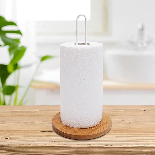 TONLEA Wooden Paper Towel Holder Countertop, Kitchen-Towel-Holder FreeStanding with Non-Slip Base for Bathroom thumbnail 2