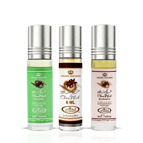 Al-Rehab Choco Musk Perfume Oils - Original, Marshmallow & Pistachio 6ml (0.2 oz) | Sweet Gourmand Fragrance | Chocolate, Vanilla, Fruity & Nutty Scents | Long-Lasting Roll-On Fragrance Oils (Bundle) - Image 1