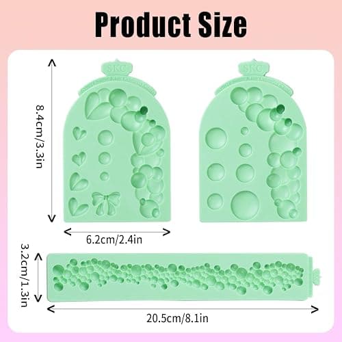 KALAIEN 3 PCS Pearl Bubbles Ball Fondant Molds, Pearl Borders Silicone Mold diy 3d Bubble Fondant Mold for Baking(arch) thumbnail 3