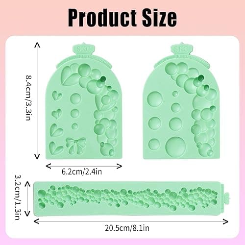 KALAIEN 3 PCS Pearl Bubbles Ball Fondant Molds, Pearl Borders Silicone Mold diy 3d Bubble Fondant Mold for Baking(arch) thumbnail 4