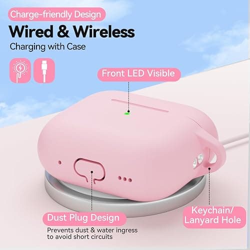 for AirPods 4 Case Pink with Cleaner Kit, TNSNK Soft Silicone Airpod 4 Case Compatible with Apple Airpods 4th Generation 2024 Case Cover with Keychain for Women Girly, Anti-Scratch, Drop Protection thumbnail 3