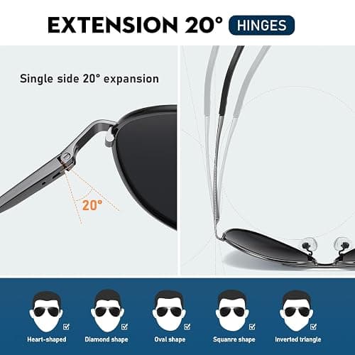phikttu Sunglasses Men Polarized Aviator Sunglasses for Men Women Fishing Driving Sun glasses Metal Frame UV400 Protection thumbnail 6