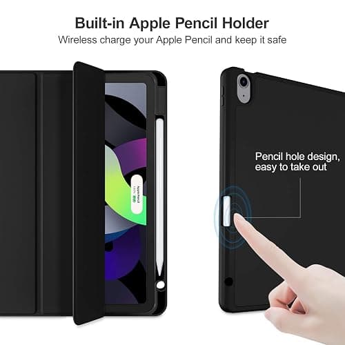 Akkerds Compatible with iPad Air 11 Inch Case 7th/6th Generation (M3/M2) 2025/2024, for iPad Air 5th/4th Generation Case 10.9 Inch 2022/2020 with Pencil Holder[Auto Sleep/Wake], Black thumbnail 7