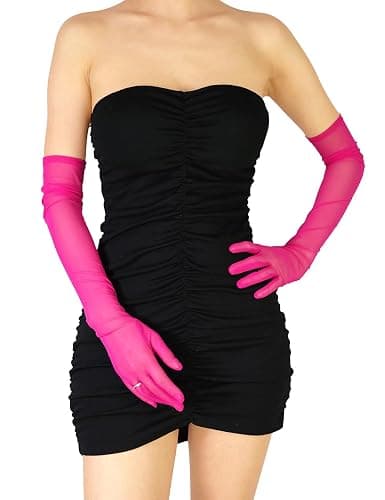 XXDingbs Women's 1920s Flapper Extra Long Sheer Opera Gloves Mesh Tulle Gloves for Bridal Christmas Costume Party Dance thumbnail 2