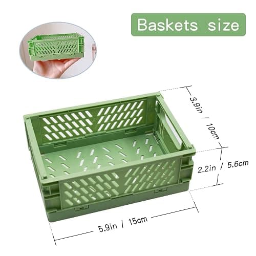 Xhwykzz 4 Pack Mini Foldable Plastic Small Baskets for Organizing and Storage, Collapsible Storage Crate for Home Bedroom Office Classroom Drawer Organizers (5.9x3.9x2.2in) Mini Size thumbnail 3