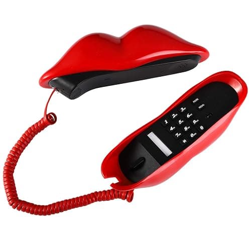 Suwimut Red Mouth Telephone, Wired Novelty Cute Sexy Lip Phone, Gift Real Corded Cartoon Shaped Landline Phone Desk Corded Phones for Home Hotel Office Shop Party Decor thumbnail 2