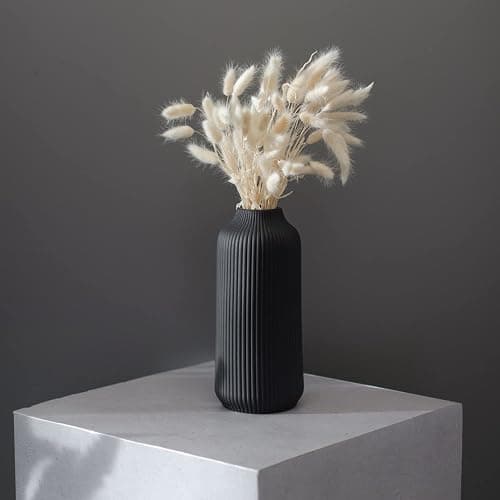 flature Ceramic Vase in Nordic Style, Decovase Large for Pampas Grass as Boho Deco, Vase Black Matt 8 inch for Flowers, Scandinavian Design Home Decoration for Fresh Flowers, Dried Flowers (Size M) thumbnail 5