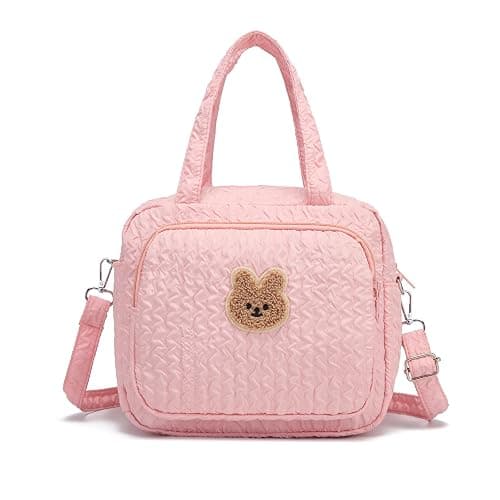 Small Diaper Bag Tote, Crossbody Diaper Bag Mini Purse with 8 Pockets, Travel Baby Bag for boys & Girls, 2 Insulated Pockets, Pink - Image 1