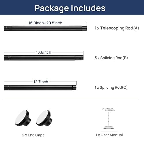 Matte Black Shower Curtain Rod Tension 30 to 76 Inches Never Rust Non-Slip Spring Tension Shower Rod No Drilling Stainless Steel Curtain Pole Use Bathroom, Closet, Window, Room Divider thumbnail 2