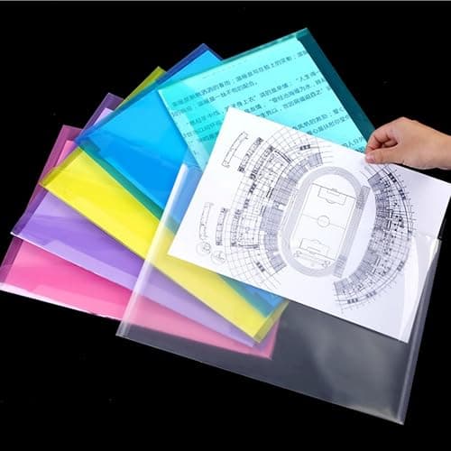 A4 Plastic Wallets 7PCS Folders Waterproof Plastic Wallet Transparent Colours with Button Storage and Organization Office Supplies thumbnail 6