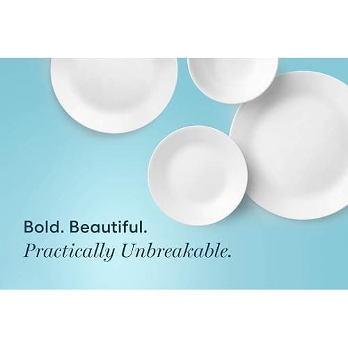 Corelle Vitrelle 38-Piece Service for 12 Dinnerware Set, Triple Layer Glass and Chip Resistant, Lightweight Round Plates and Bowls Set, Winter Frost White thumbnail 4