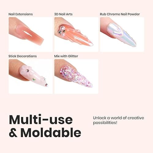 Beetles 3D Gel Nail Art Kit-Crystal Orb 3D Nail Art Clear 1 oz 5 in 1 Non-Sticky Hand Sculpting Building for Beginner DIY Salon at Home,Clear Solid Builder Nail Gel, UV & LED Lamp Cured Needed thumbnail 2